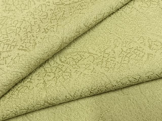 平和屋着物●上質な色無地 霞地紋 苗色 正絹 逸品 AABL3128fy