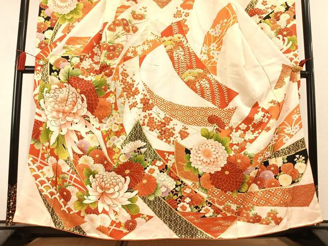 平和屋着物●豪華振袖 駒刺繍 草花文 金彩 逸品 AABL3146fy