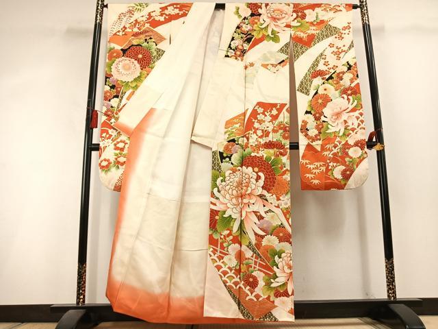 平和屋着物●豪華振袖 駒刺繍 草花文 金彩 逸品 AABL3146fy