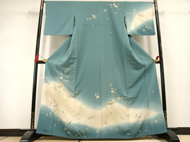 平和屋着物●訪問着 作家物 枝花文 暈し染め 金彩 逸品 AABL3147fy