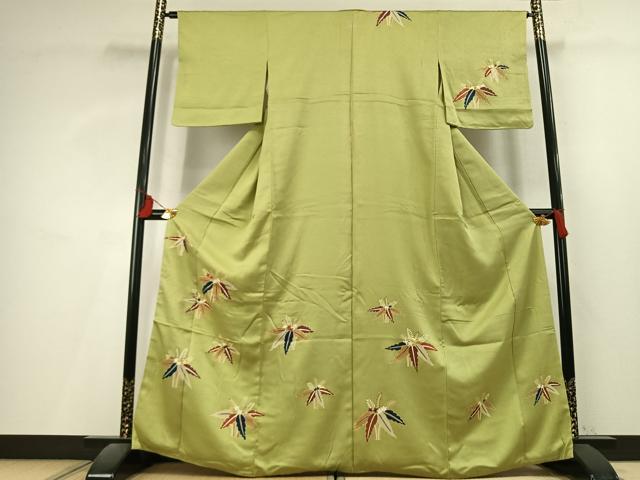 平和屋着物●訪問着 駒刺繍 草花文 金彩 西武百貨店扱い 正絹 逸品 AABL3154fy
