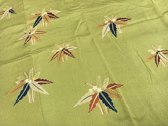 平和屋着物●訪問着 駒刺繍 草花文 金彩 西武百貨店扱い 正絹 逸品 AABL3154fy