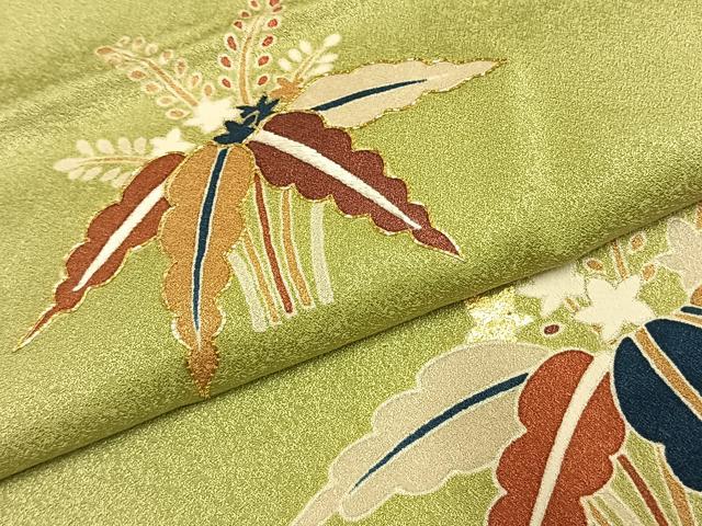 平和屋着物●訪問着 駒刺繍 草花文 金彩 西武百貨店扱い 正絹 逸品 AABL3154fy