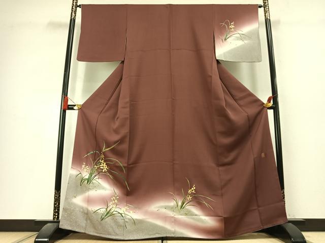 平和屋着物●漆工芸作家 金森一博 訪問着 草花文 暈し染め 金彩 正絹 逸品 AABL3162fy