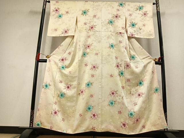 平和屋着物●上質な小紋 草花文 暈し染め 正絹 逸品 AABL3164fy