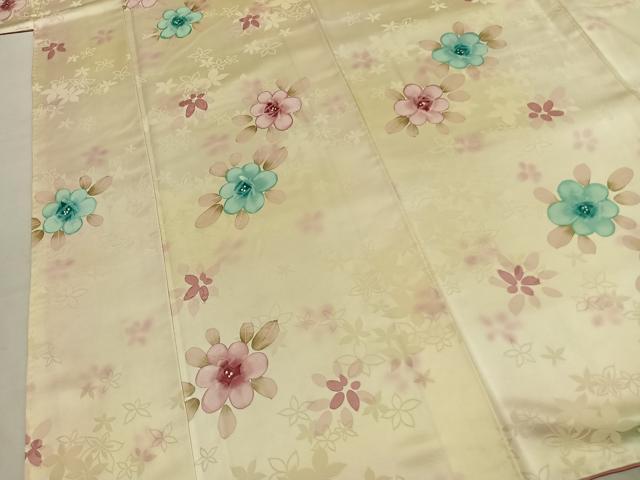平和屋着物●上質な小紋 草花文 暈し染め 正絹 逸品 AABL3164fy