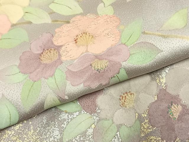 平和屋着物●訪問着 絵無工房 刺繍 枝花文 暈し染め 金銀彩 正絹 逸品 AABL3168fy