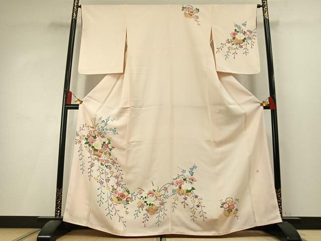 平和屋着物●訪問着 友禅 作家物 草花文 そごう百貨店扱い 正絹 逸品 AABL3169fy