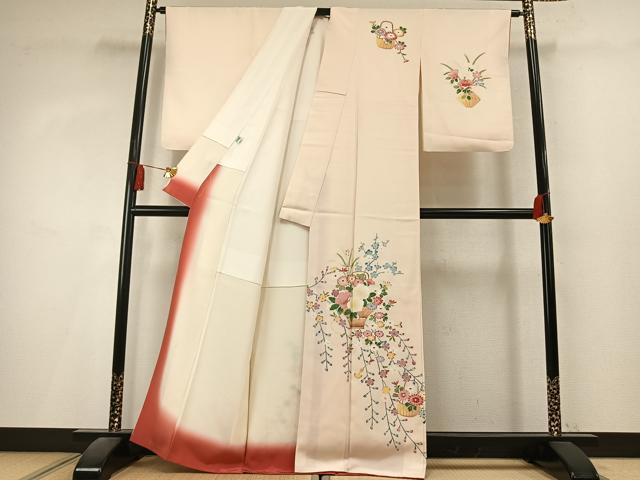 平和屋着物●訪問着 友禅 作家物 草花文 そごう百貨店扱い 正絹 逸品 AABL3169fy