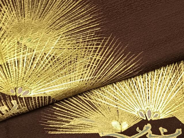平和屋着物●金彩友禅作家 金彩の魔術師 堀省平 金煌織 訪問着 枝松文 金彩 正絹 逸品 AABL3185fy