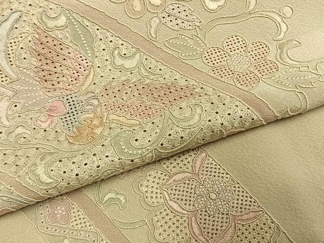 平和屋着物●訪問着 中国三大刺繍 スワトウ刺繍 汕頭刺繍 総刺繍 花鳥文 正絹 逸品 AABL3189fy