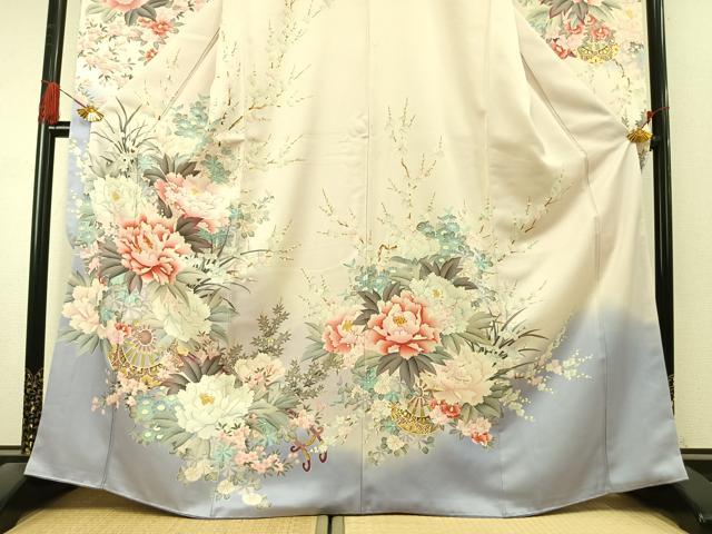 平和屋着物●豪華振袖 草花文 暈し染め 金彩 正絹 逸品 AABL3194fy