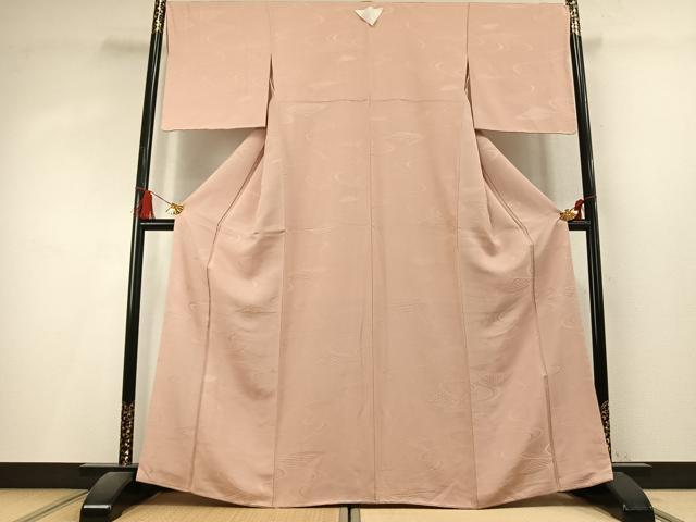 平和屋着物●上質な色無地 流水地紋 洗柿色 正絹 逸品 未使用 AABL3198fy
