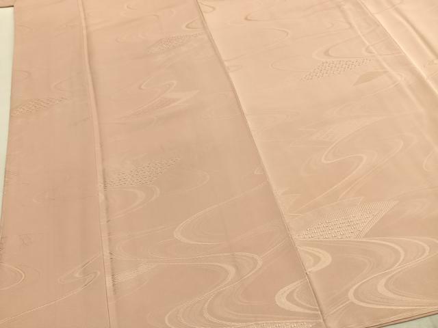 平和屋着物●上質な色無地 流水地紋 洗柿色 正絹 逸品 未使用 AABL3198fy