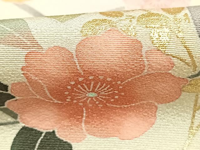 平和屋着物●十日町友禅作家 松雨 訪問着 枝花文 暈し染め 金銀彩 正絹 逸品 未使用 AABL3206fy