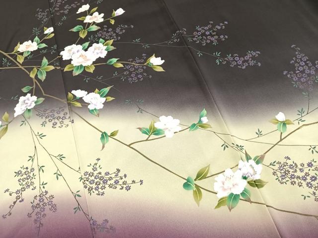 平和屋着物●訪問着 枝花文 暈し染め 金彩 正絹 逸品 AABL3208fy