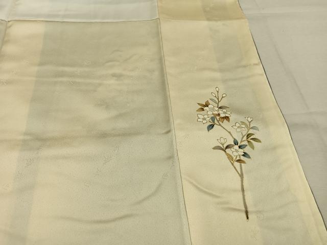 平和屋着物●螺鈿作家 甲斐泰造 訪問着 螺鈿 花鳥文 暈し染め 金彩 丹後ちりめん 反端付き 正絹 逸品 未使用 AABL3214fy