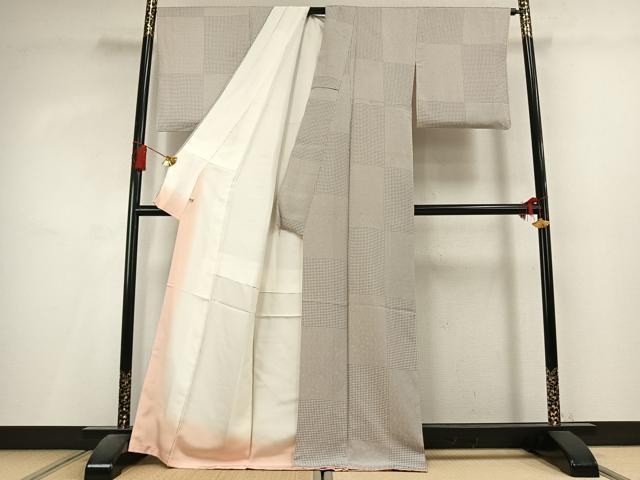 平和屋着物●江戸小紋 市松文様 正絹 逸品 AABL3226fy