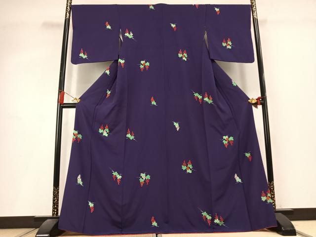 平和屋着物●上質な小紋 葡萄蔦の葉文 正絹 逸品 AABL3228fy