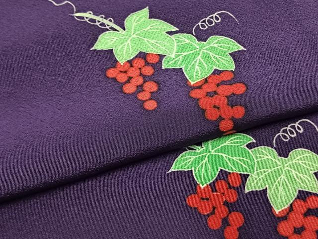 平和屋着物●上質な小紋 葡萄蔦の葉文 正絹 逸品 AABL3228fy