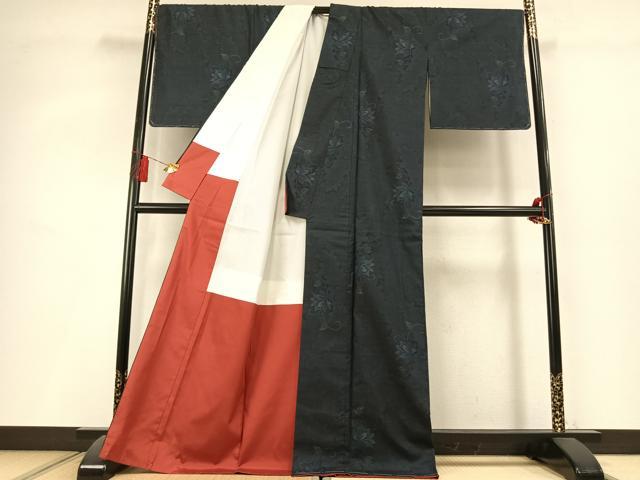 平和屋着物●本場大島紬 9マルキ 花唐草文 正絹 逸品 未使用 AABL3233fy