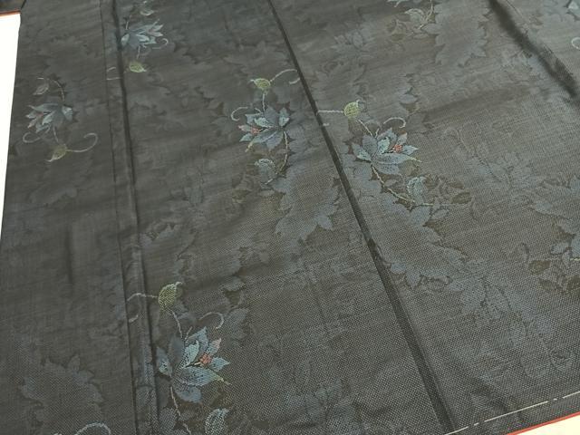 平和屋着物●本場大島紬 9マルキ 花唐草文 正絹 逸品 未使用 AABL3233fy