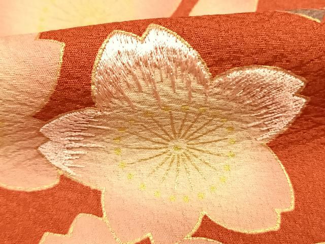 平和屋着物●豪華振袖 刺繍 舞桜文 金彩 正絹 逸品 AABL3245fy
