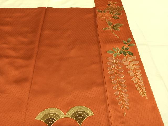 平和屋着物●豪華振袖 駒刺繍 草花文 暈し染め 金彩 正絹 逸品 AABL3247fy