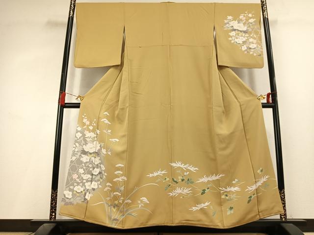 平和屋着物●訪問着 友禅 草花文 正絹 逸品 AABL3249fy