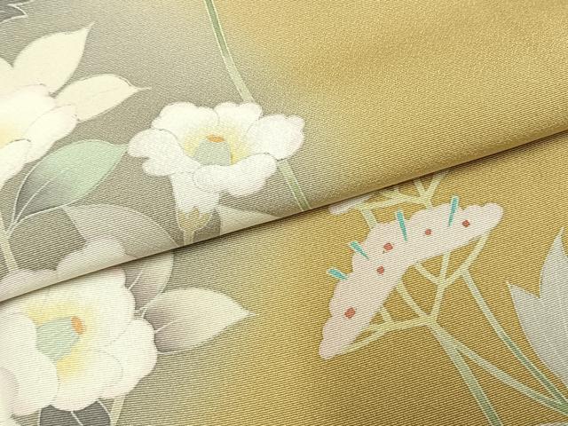 平和屋着物●訪問着 友禅 草花文 正絹 逸品 AABL3249fy