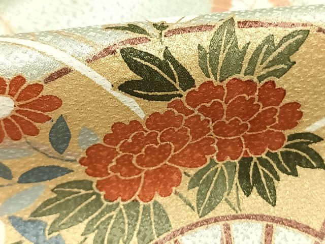 平和屋着物●訪問着 扇面花文 暈し染め 金彩 三越扱い 正絹 逸品 未使用 AABL3253fy