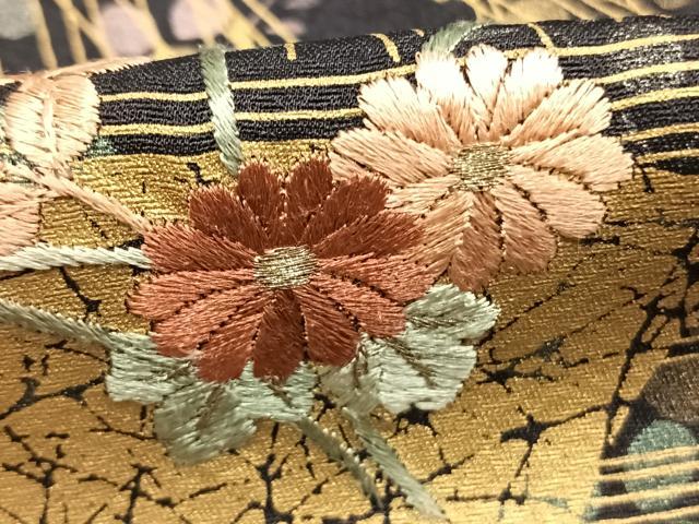 平和屋着物●訪問着 刺繍 地紙花文 暈し染め 金糸 金彩 三越扱い 正絹 逸品 AABL3254fy