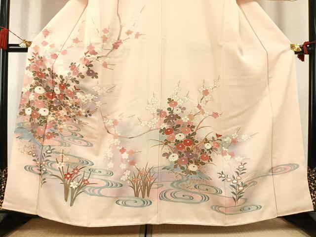 平和屋着物●訪問着 草花文 暈し染め 金彩 正絹 逸品 AABL3257fy