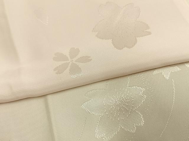 平和屋着物●振袖用長襦袢 無双仕立て 舞桜地紋 暈し染め 半衿刺繍 正絹 逸品 AABL3261fy