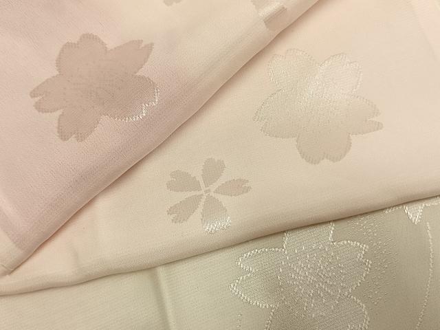 平和屋着物●振袖用長襦袢 無双仕立て 舞桜地紋 暈し染め 半衿刺繍 正絹 逸品 AABL3261fy