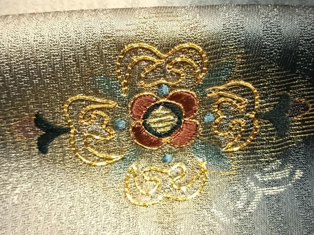 平和屋着物●訪問着 駒刺繍 菱花文 暈し染め 金銀彩 正絹 逸品 AABL3273fy