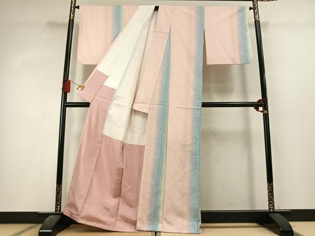 平和屋着物●紅花紬 米沢 間道 正絹 逸品 AABL3274fy