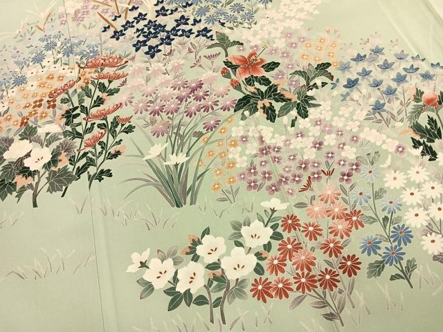 平和屋着物●本加賀友禅作家 北村比呂志 訪問着 草花文 正絹 逸品 AABL3277fy