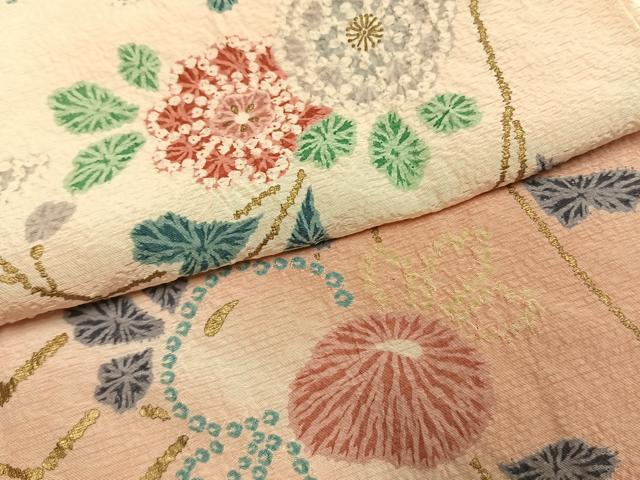 平和屋着物●訪問着 絞り 草花文 暈し染め 正絹 逸品 AABL3303fy