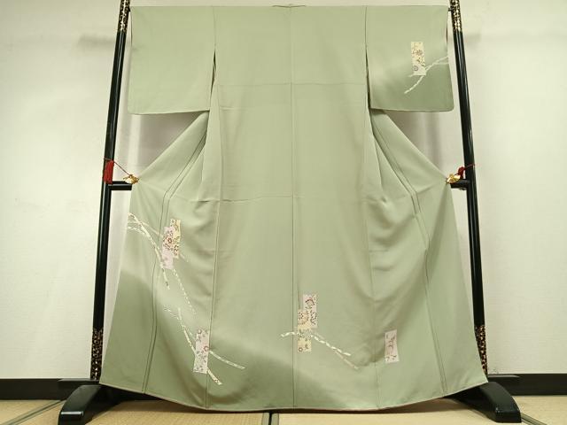 平和屋着物●訪問着 色紙重ね熨斗花文 暈し染め 正絹 逸品 未使用 AABL3314fy