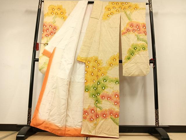 平和屋着物●豪華振袖 総絞り 枝松文 暈し染め 正絹 逸品 AABL3316fy