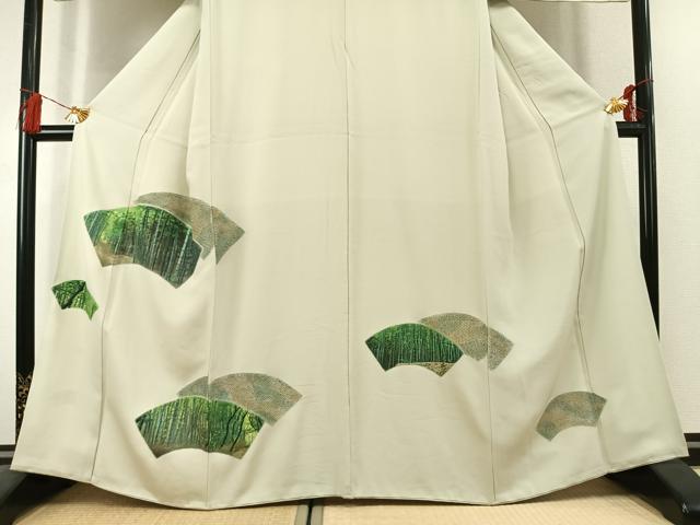 平和屋着物●訪問着 中国国宝刺繍 乱針刺繍 総刺繍 地紙重ね竹文 正絹 逸品 AABL3317fy