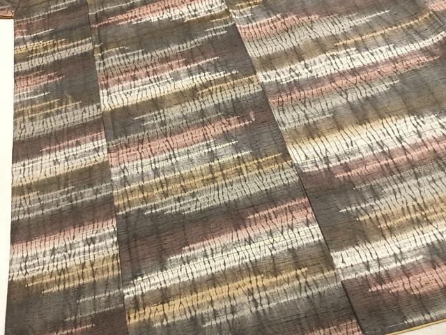 平和屋着物●上質な紬 杢目絞り 抽象文様 正絹 逸品 未使用 AABL3321fy