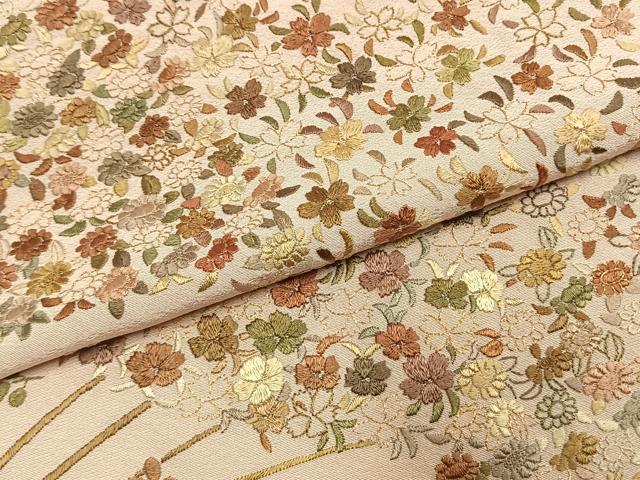 平和屋着物●訪問着 総刺繍 草花文 金糸 正絹 逸品 AABL3329fy