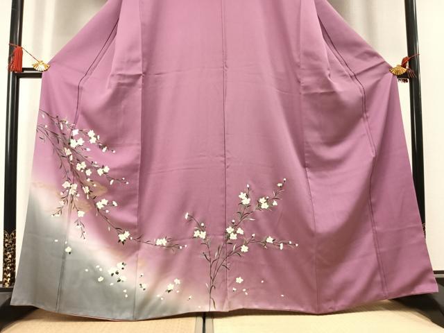平和屋着物●訪問着 枝花文 暈し染め 金彩 正絹 逸品 AABL3339fy