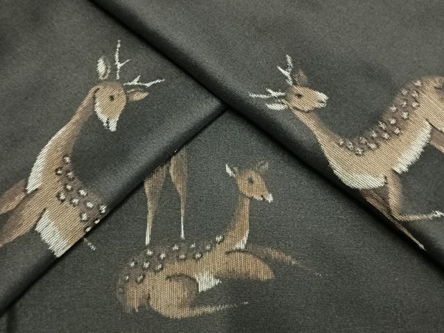 平和屋着物●上質な紬 鹿 黒地 正絹 逸品 AABL3345fy