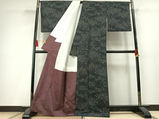 平和屋着物●本場大島紬 9マルキ 草葉文 正絹 逸品 AABL3346fy