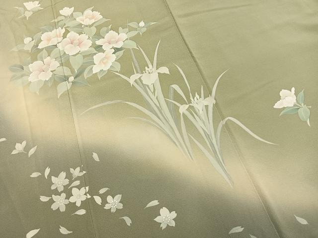 平和屋着物●訪問着 草花文 暈し染め 正絹 逸品 AABL3347fy
