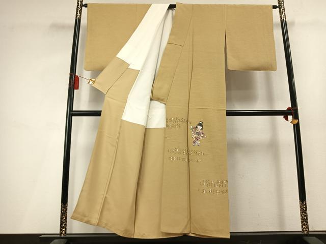 平和屋着物●京童人形絵師 高橋翠延 色留袖 人物文 金銀彩 正絹 逸品 AABL3349fy