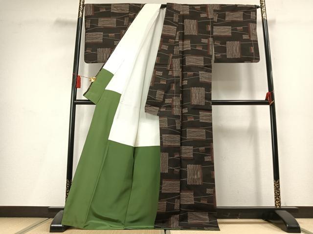 平和屋着物●本場大島紬 7マルキ 幾何学文様 正絹 逸品 AABL3359fy